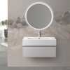 Mobile sospeso 80 cm grigio perla lavabo in resina e specchio LED Iside