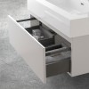 Mobile sospeso 80 cm grigio perla lavabo in resina e specchio LED Iside