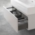 Mobile sospeso 80 cm grigio perla lavabo in resina e specchio LED Iside