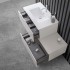 Mobile sospeso 80 cm grigio perla doppia base lavabo e specchio Iside 