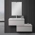 Mobile sospeso 80 cm grigio perla doppia base lavabo e specchio Iside 