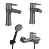Set miscelatori lavabo bidet vasca nichel nero satinato serie  Lizzy