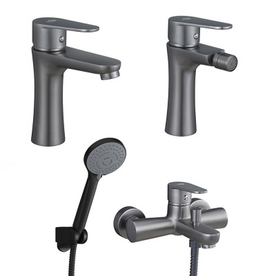 Set miscelatori lavabo bidet vasca nichel nero satinato serie  Lizzy