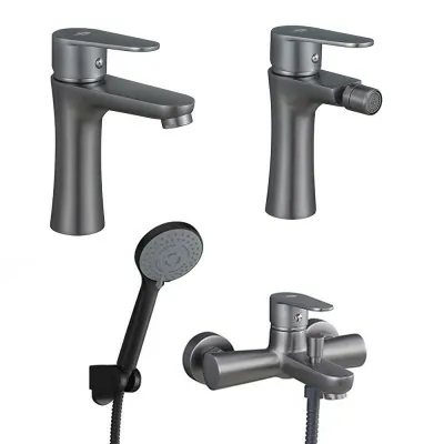Set miscelatori lavabo bidet vasca nichel nero satinato serie  Lizzy