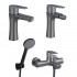 Set miscelatori lavabo bidet vasca nichel nero satinato serie  Lizzy