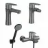 Set miscelatori lavabo bidet vasca nichel nero satinato serie  Lizzy