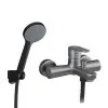 Miscelatore vasca nichel nero satinato con duplex e kit doccia serie  Lizzy