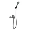 Miscelatore vasca nichel nero satinato con duplex e kit doccia serie  Lizzy