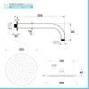 Set doccia nero opaco completo di soffione tondo 20 cm, kit doccetta e miscelatore