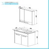 Mobile bagno sospeso 80 cm verde effetto legno con armadietto a specchio Sofia