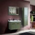 Mobile bagno sospeso 80 cm verde effetto legno con armadietto a specchio Sofia