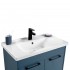 Mobile bagno sospeso 80 cm blu effetto legno con armadietto a specchio Sofia