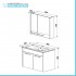Mobile bagno sospeso 80 cm blu effetto legno con armadietto a specchio Sofia