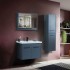 Mobile bagno sospeso 80 cm blu effetto legno con armadietto a specchio Sofia