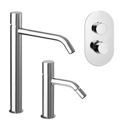 Set miscelatori lavabo alto bidet e doccia a incasso con deviatore  Gemma 
