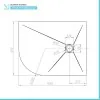 Piatto doccia resina 80x100 semicircolare destro bianco pietra riducibile   Loren