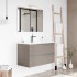Mobile bagno sospeso 80 fango con lavabo in ceramica e specchio a filo LED  Victoria 