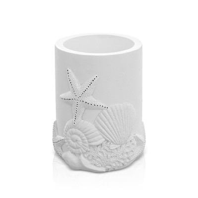 Portaspazzolino da appoggio in resina bianco con decoro marino  Coral