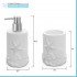 Set accessori bagno 4 pezzi da appoggio in resina bianco con decoro marino  Coral