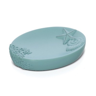Porta sapone da appoggio in resina colore acquamarina  Coral