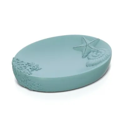 Porta sapone da appoggio in resina colore acquamarina  Coral