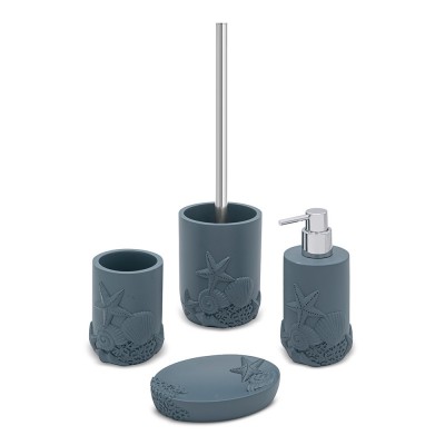 Set accessori bagno 4 pezzi da appoggio in resina turchese cobalto  Coral