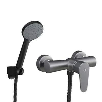 Miscelatore doccia esterno nichel nero satinato con kit doccia  Lizzy