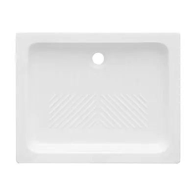 Piatto doccia 70x100 H 10 rettangolare in ceramica bianca con antiscivolo Holy