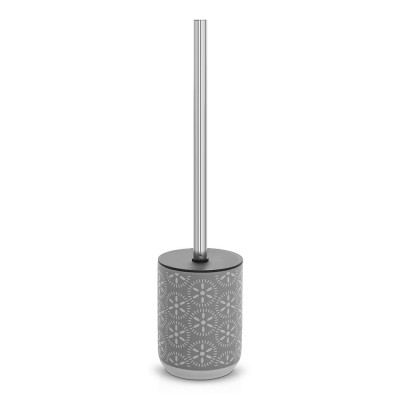 Portascopino da terra in ceramica grigio con setole nere  Circus 