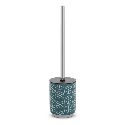 Portascopino da terra in ceramica turchese cobalto con setole nere  Circus 