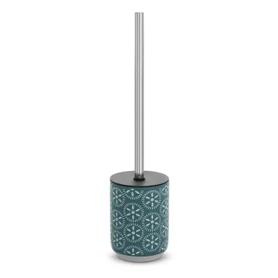 Portascopino da terra in ceramica turchese cobalto con setole nere  Circus 