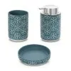 Set accessori bagno 3 pezzi da appoggio in ceramica turchese cobalto  Circus