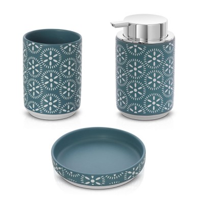 Set accessori bagno 3 pezzi da appoggio in ceramica turchese cobalto  Circus