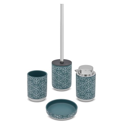 Set accessori bagno da appoggio 4 pezzi in ceramica turchese cobalto  Circus