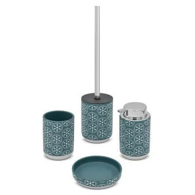Set accessori bagno da appoggio 4 pezzi in ceramica turchese cobalto  Circus