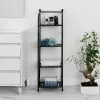 Scaffale bagno H 116 in metallo design nero con quattro ripiani 