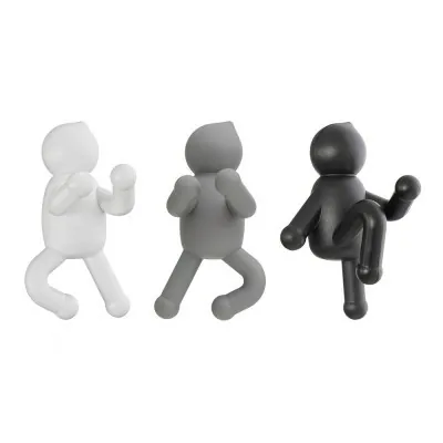 Set 3 appendini da muro bianco grigio e nero fissaggio con viti o adesivo  Bruce