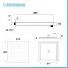 Soffione per doccia quadro 25x25 cm con braccio 30 cm in acciaio nero opaco