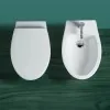 Water singolo filomuro a terra Rimless Simas LFT in ceramica bianco lucido 