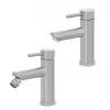 Set miscelatori lavabo e bidet acciaio spazzolato e piletta click-clack  York 
