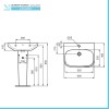 Lavabo Ideal Standard 65 cm con colonna in ceramica lucida  I.Life A 