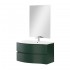 Mobile bagno sospeso curvo 90 verde con lavabo e specchio cm Minori 
