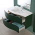 Mobile bagno sospeso curvo 90 verde con lavabo e specchio cm Minori 