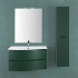 Mobile bagno sospeso curvo 90 verde con lavabo e specchio cm Minori 