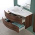 Mobile bagno sospeso curvo 90 noce con lavabo e specchio cm Minori 