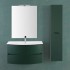 Mobile bagno sospeso 90 verde con lavabo e specchio 70x90 cm Maiori 