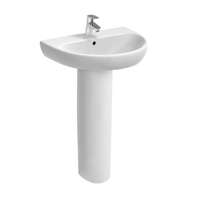 Lavabo con colonna Geberit 55 cm in ceramica bianco  Selnova 