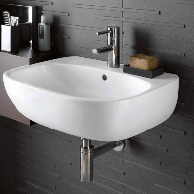Lavabo sospeso 50 cm Geberit bianco lucido monoforo  Fantasia 