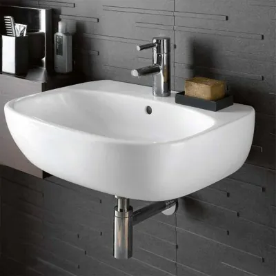 Lavabo sospeso 50 cm Geberit bianco lucido monoforo  Fantasia 