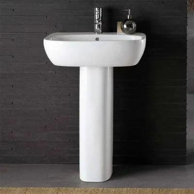 Lavabo con colonna Geberit 50 cm bianco lucido  Fantasia 